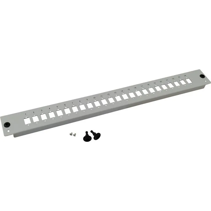 Helos Helos Rack, unbestückte 24-fach Frontplatte für Breakoutbox, grau, 48,3 cm (19"), Stahlblech