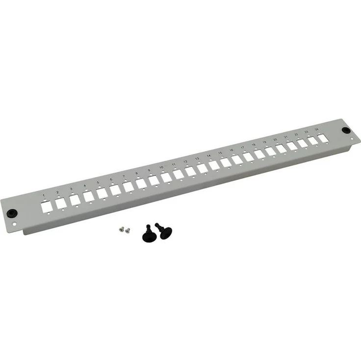 Helos Helos Rack, unbestückte 24-fach Frontplatte für Breakoutbox, grau, 48,3 cm (19"), Stahlblech