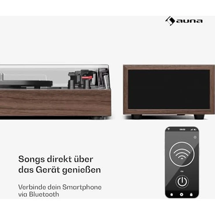 Auna Plattenspieler mit Bluetooth, Lautsprecher & Retro Vintage-Design, 3 Geschwindigkeiten, schwarz – Bild 3