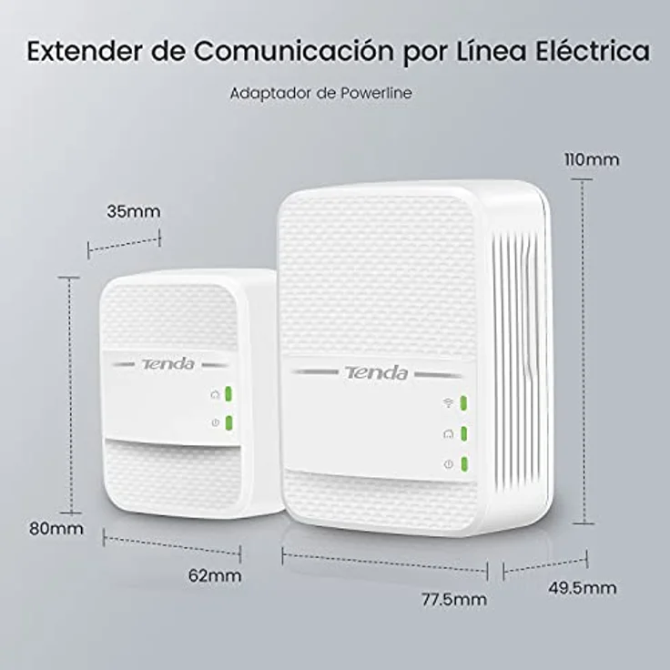 Tenda PH10 - AV1000 AC750 WLAN Gigabit Powerline Adapter (1000 Mbit-s, Gigabit Ports, Ideal für 4k-Videostreaming, Energiesparend, Plug & Play, Homeplug AV, 2er-Set) – Bild 2