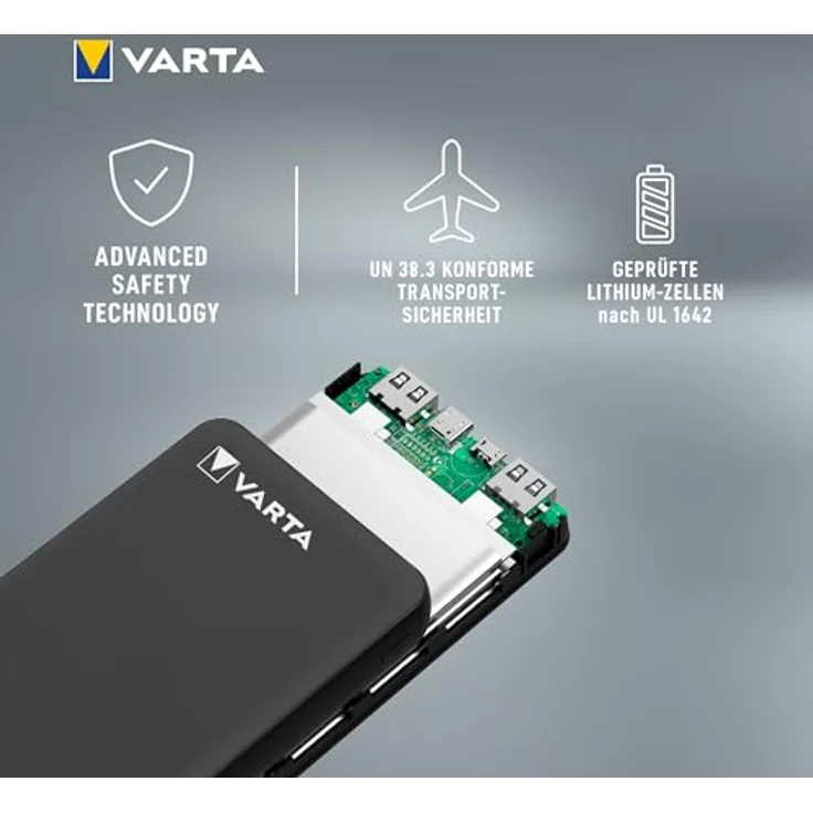 VARTA Power Bank 20000mAh, Powerbank Power on Demand mit 4 Anschlüssen (1x Micro USB, 2x USB A, 1x USB C), kompatibel mit Tablets & Smartphone, in umweltschonender Verpackung – Bild 4