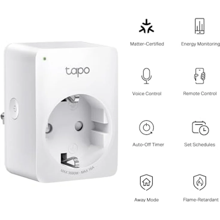 TP-Link Tapo P110M Matter WLAN Steckdose mit Verbrauchsanzeige, Matter smart Home, funktioniert mit Matter, Alexa, Google Home, SmartThings, Tapo App, Sprachsteuerung, Fernzugriff, Kein Hub notwendig – Bild 3