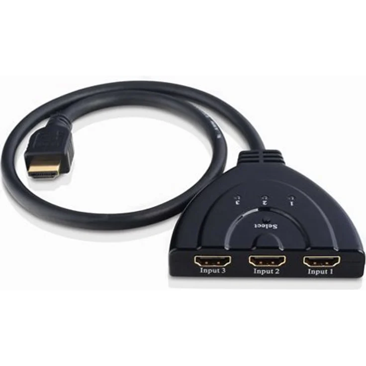 Aukson G04C 3-in-1 HDMI Switch, manueller 3-Port Umschalter für Full HD 1080p, 3D, Druckknopf, kompatibel mit TV, Monitor, Beamer, kompakt und robust – Bild 1