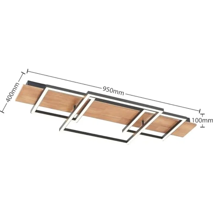 Lucande LED Deckenlampe 'Chariska' dimmbar mit Fernbedienung (Modern) aus Holz für Wohnzimmer & Esszimmer (1 flammig) - Holzoptik, energieeffizient, inkl. Dimmer und Fernbedienung – Bild 3