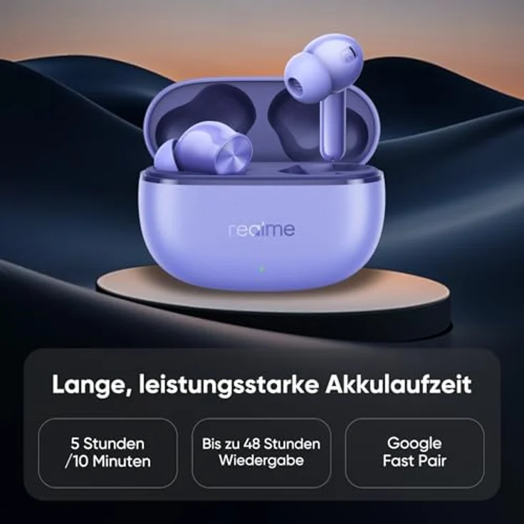 realme Buds T200 Lite, echte kabellose In-Ear-Kopfhörer mit 12,4 mm Treiber, 48 Stunden Akkulaufzeit, IPX4, ENC, Bluetooth 5.4, Google Fast Pair (Sturmgrau) – Bild 4