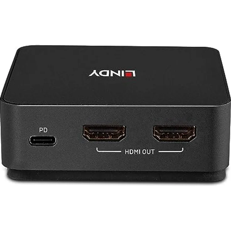 LINDY 42321 2 Port Typ C, Dual HDMI 4K60 KVM Switch - HDMI 2.0, Power Delivery bis zu 100W, Schwarz – Bild 3