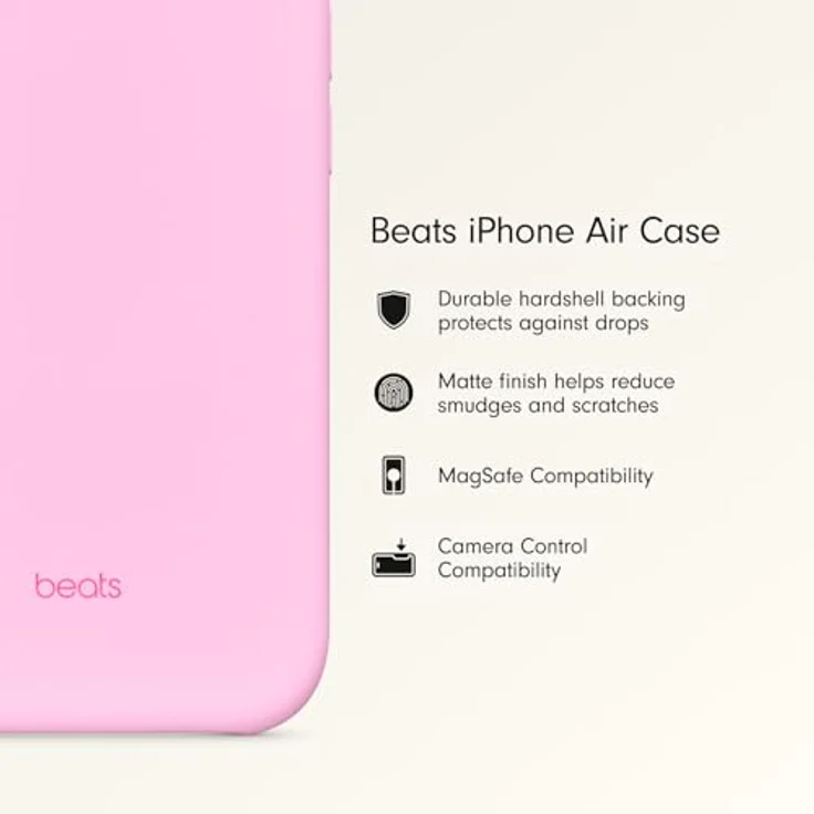 Beats iPhone Air Case mit MagSafe und Kamerasteuerung, Matte Außenseite, Mikrofaser-Innenfutter – Kieselrosa – Bild 2