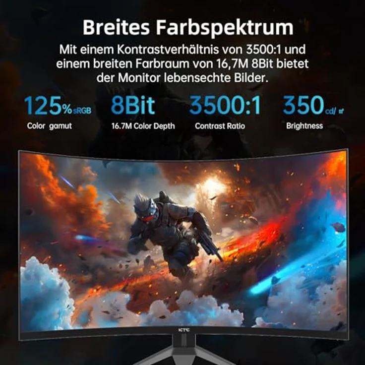 KTC H32S17F, 32 Zoll FHD Curved Gaming Monitor, 240Hz, 1ms, Freesync & G-Sync, 1500R, 125% sRGB, Blaulicht Reduktion, VESA, DP1.4/HDMI 2.0, USB2.0 – Bild 4