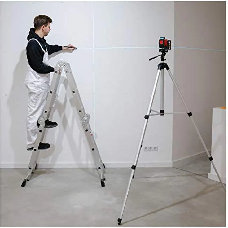 Stier STIER Stativ 250, Aluminium Baustativ mit verstellbarer Höhe von 88 bis 250 cm, für Laser und Nivelliergeräte, inkl. Tragetasche – Bild 2