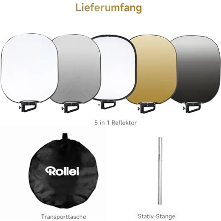 Rollei 5in1 Faltreflektor Comfort Pro, 72x90 cm, Aluminium mit Haltegriff für Lichtkontrolle – Bild 8