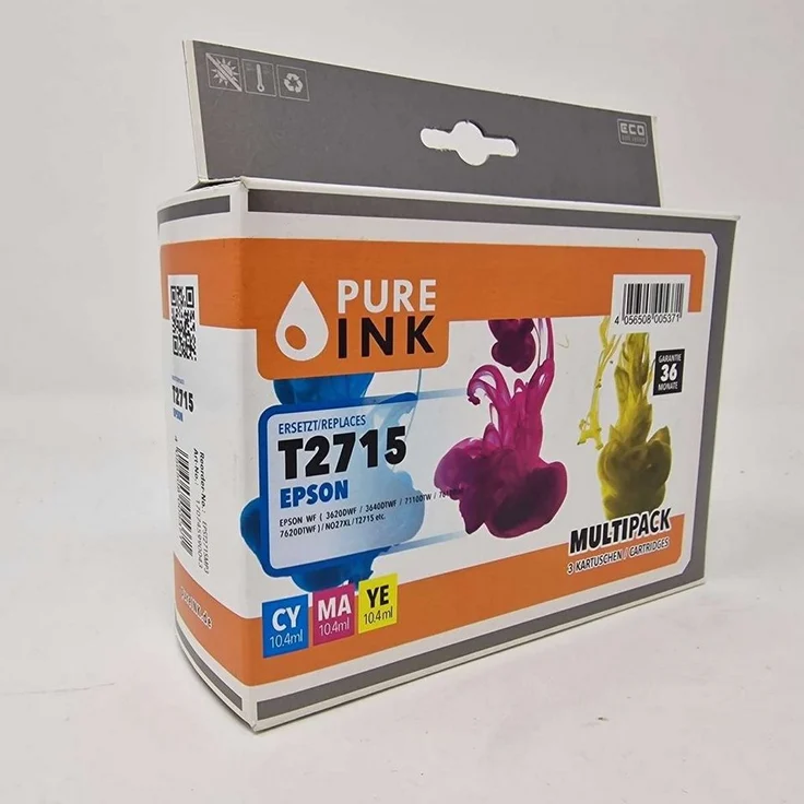Pure Ink Multipack Tintenpatronen für Epson T2715, kompatibel, 3er Set (cyan, magenta, yellow), 10,4 ml jeweils