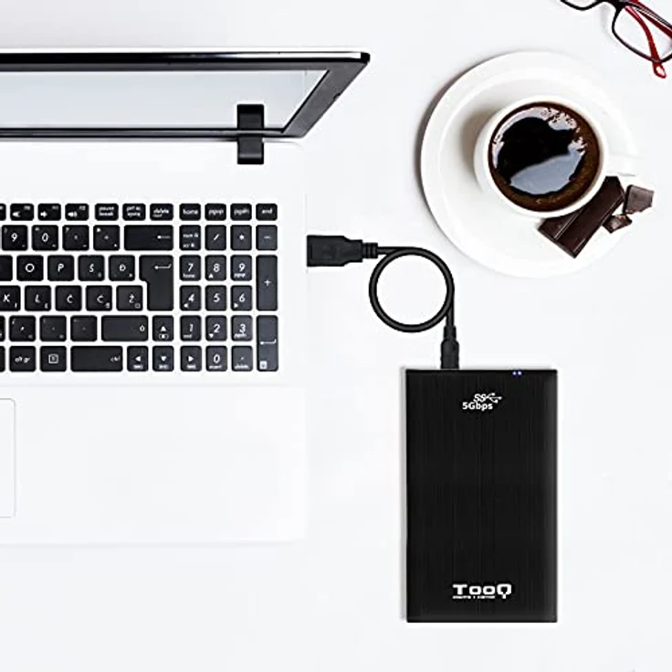 TooQ TQE-2522B - Gehäuse für 2,5 Zoll Festplatten (SATA I-II-III bis 9,5 mm Höhe, USB 3.0), Aluminium, LED Anzeige, schwarz, 50 g – Bild 8