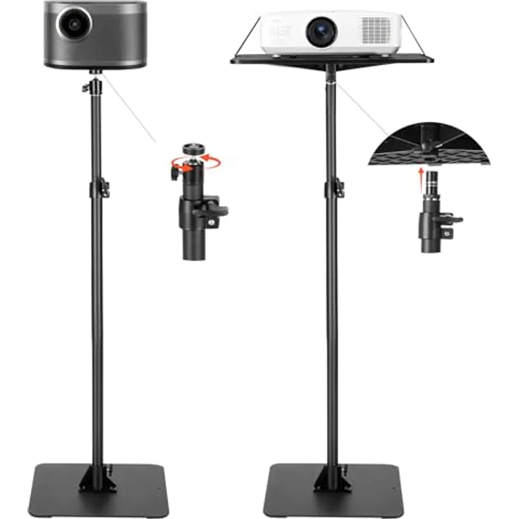 VEVOR Projektorständer, höhenverstellbar 72-157 cm, 360° drehbar, für Beamer, tragbar und stabil mit großer Ablagefläche 30 x 40 cm – Bild 1