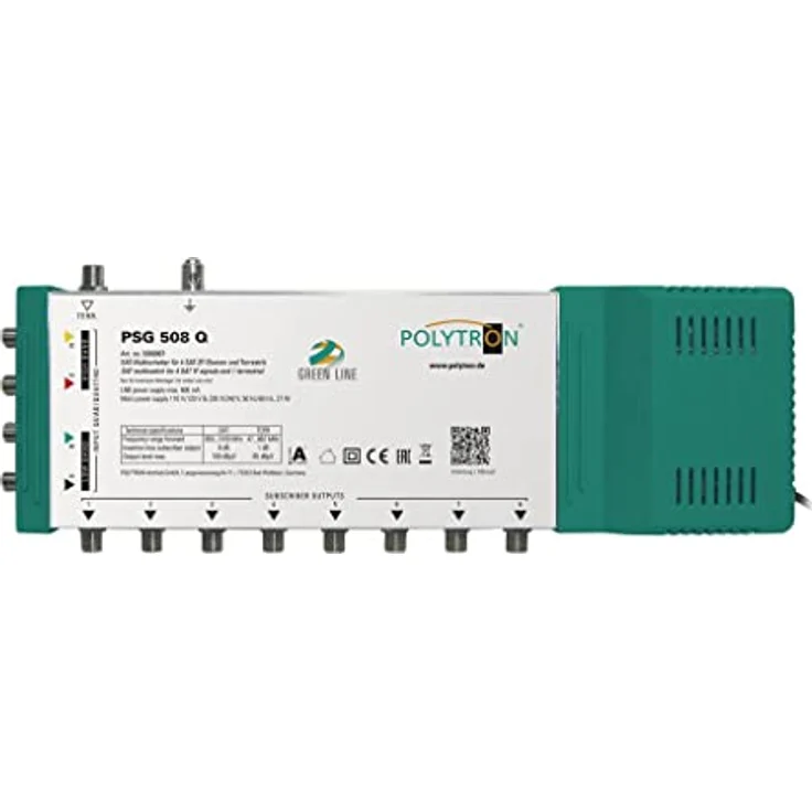 Polytron PSG 508 Q 5/8 Multischalter, Quad- oder Quattro-LNBs verwendbar (Digital, HDTV, FullHD, 4K, UHD) mit Netzteil - Multischalter mit hoher Energieeffizienz und integrierten Verstärkern – Bild 1