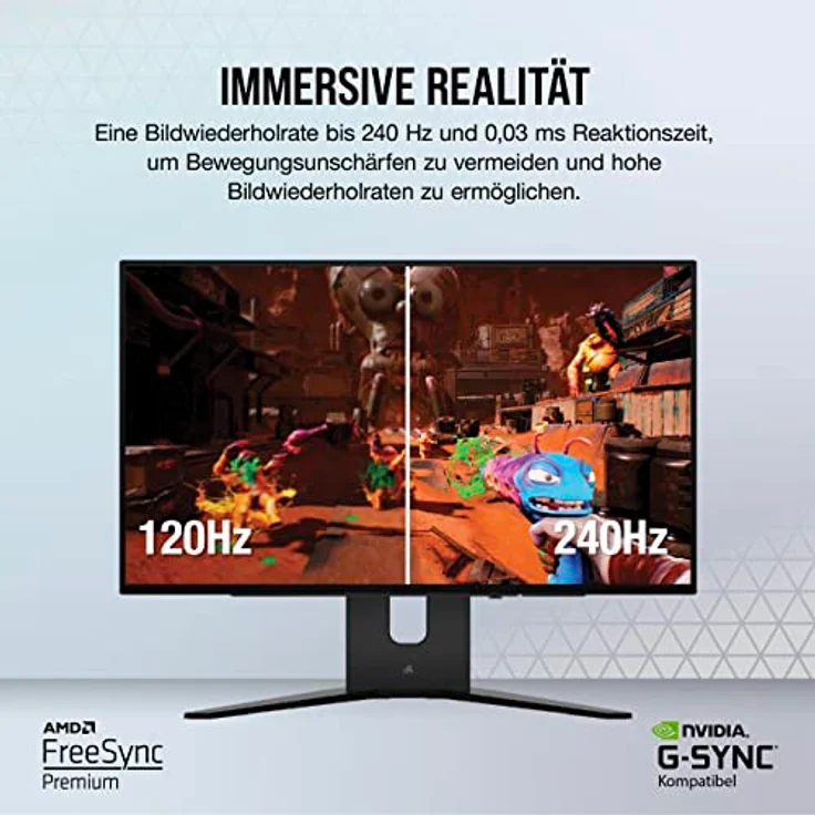 Corsair XENEON 27QHD240 27-Zoll-OLED-Gaming-Monitor - 2560 x 1440, 240Hz, 0,03ms, NVIDIA G-SYNC-Kompatibel, AMD FreeSync™ Premium, DisplayHDR10, HDMI 2.1, DisplayPort 1.4, USB-C 3.1 - Schwarz – Bild 4