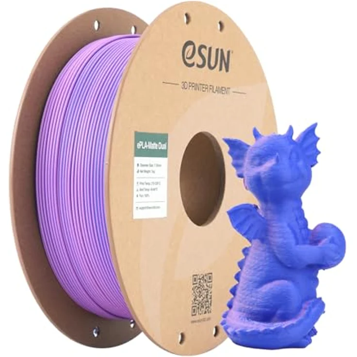 eSUN Matte Dual Colour Filament, 1.75mm PLA Filament in Violett Blau, glanzfreie Farbe, gefrostete Textur, 1KG Spule (2.2 LBS) für 3D Drucker – Bild 1