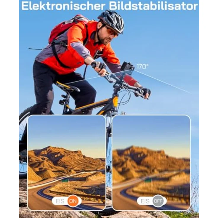 WOLFANG GA100 Action Cam, 4K Video 30FPS, 20MP Fotos, wasserdicht bis 40m, WiFi, EIS Bildstabilisierung – Bild 3