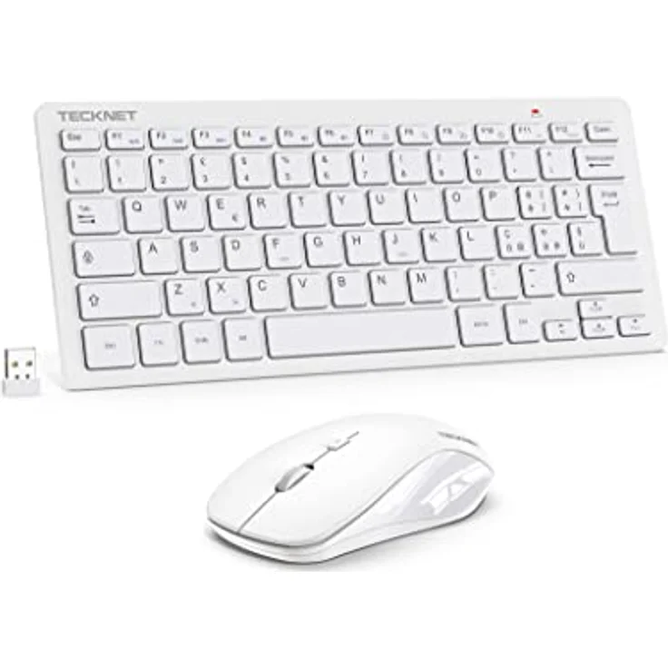 TECKNET Kabelloses Tastatur- und Maus-Set, italienisches QWERTY-Layout, 2,4 G Verbindung, leise Maus, USB-Nano-Empfänger, 12 Multimedia-Shortcuts – Bild 1