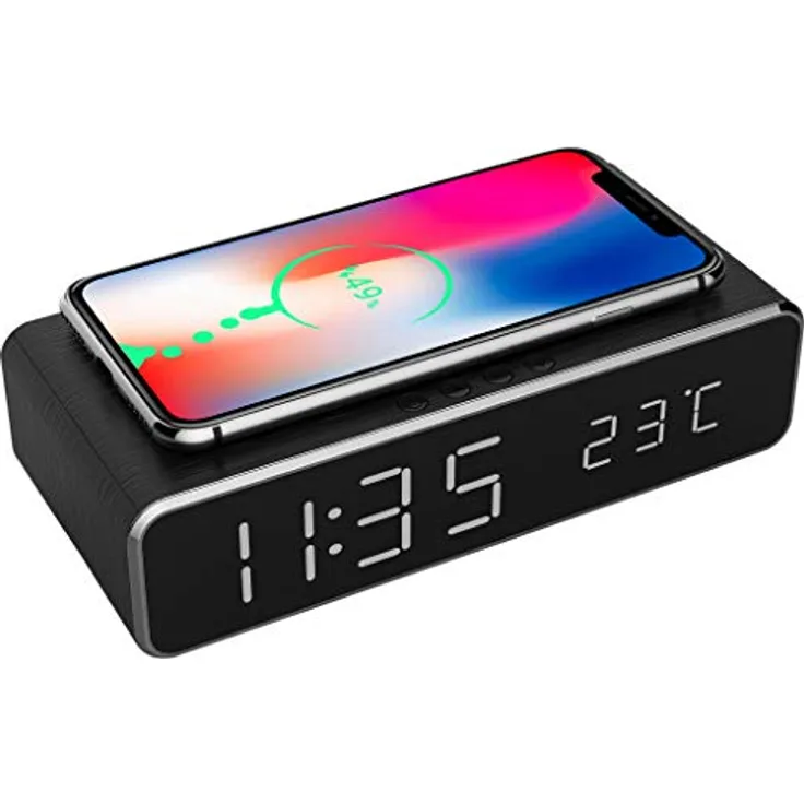 Gembird Mobile Charger WRL w/Dig Alarm/Clock DAC-WPC-01, Flexible Gestaltung, Hochwertige Material, Langlebig