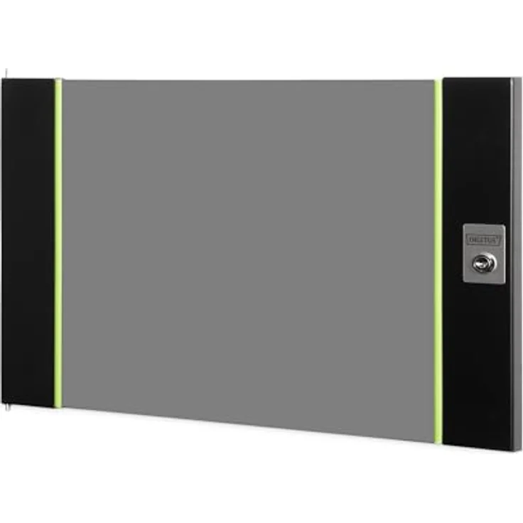DIGITUS Glas-Ersatztür für Unique Netzwerkschrank – 7 HE – Sicherheitsglas mit Schloss und Schlüssel – Schwarz – Bild 1