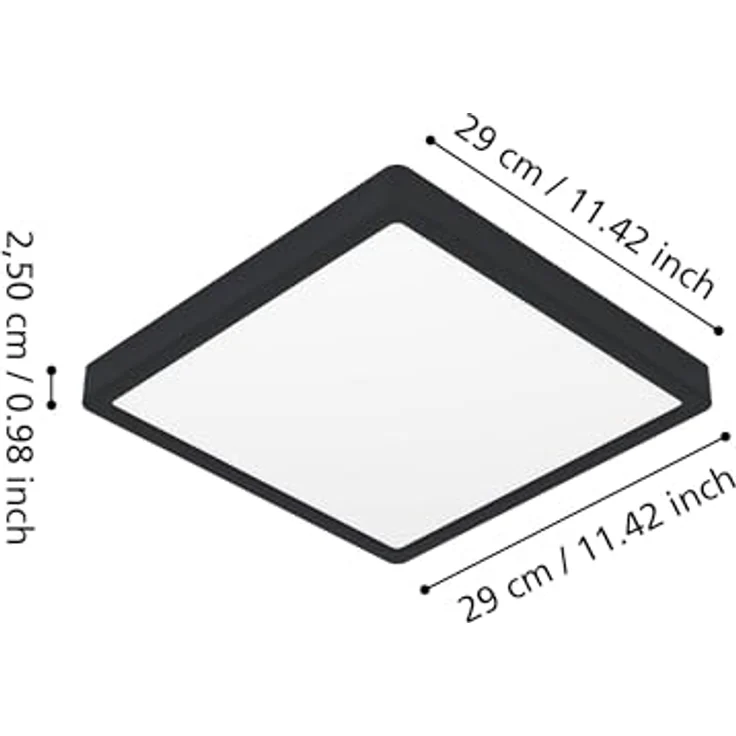 EGLO LED Deckenleuchte Fueva 6, eckige Badezimmer Deckenlampe aus Kunststoff in Schwarz und Weiß, IP44, 29 x 29 cm, warmweiß-kaltweiß – Bild 7