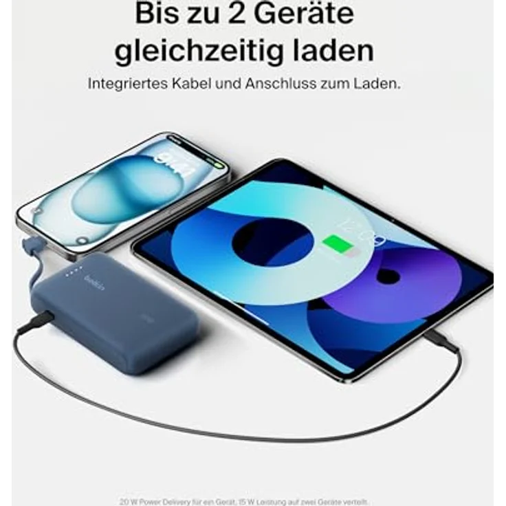 Belkin BoostCharge Power Bank, Portable Powerbank 10000mAh mit integriertem Kabel, PD 20 W – USB-C Power Delivery, in schwarz – Bild 3
