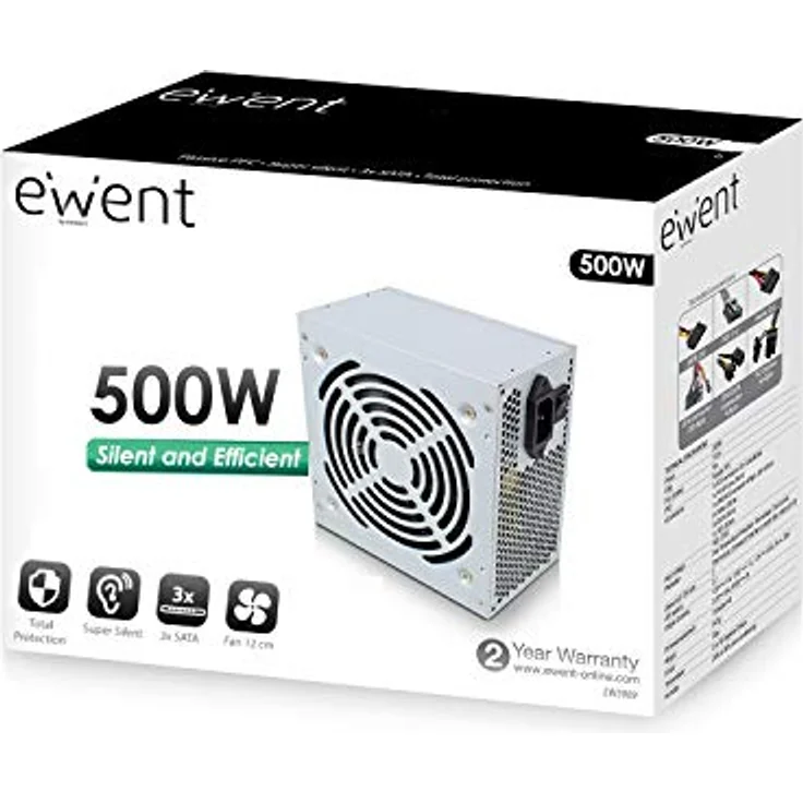 Power Supply ATX 500W V2.3 PRO LINE EW3909 Power Supply ATX 500W V2.3 PRO LINE 3XSATA (EW3909) – Bild 5