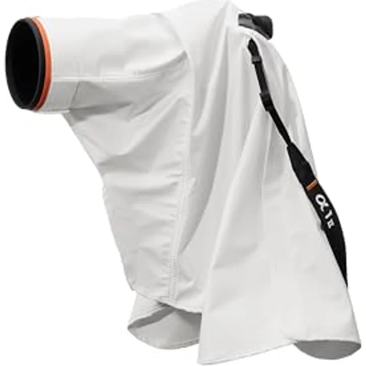 Sony LCR-EL, Wetterfeste Regenhülle für Kamera & Objektiv, Atmungsaktives Material, Sichtfenster, Schnellverschluss, Regenschutz, Weiß – Bild 1