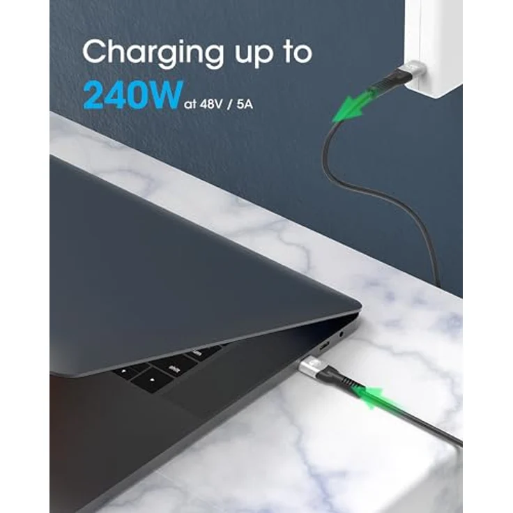 MANHATTAN USB4 USB-C Ladekabel 240W, 40Gbit/s, 8K Unterstützung, 2m, schwarz – Bild 5