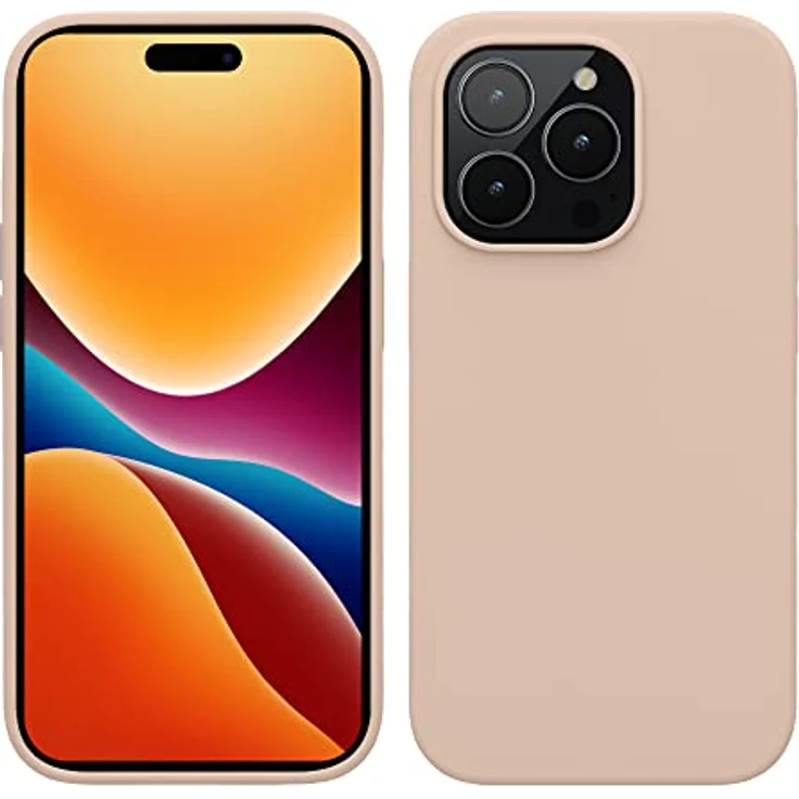 kwmobile Handyhülle für iPhone 14 Pro - Silikonhülle mit Anti-Rutsch, kabelloses Laden, Farbe: Coconut Swirl – Bild 1