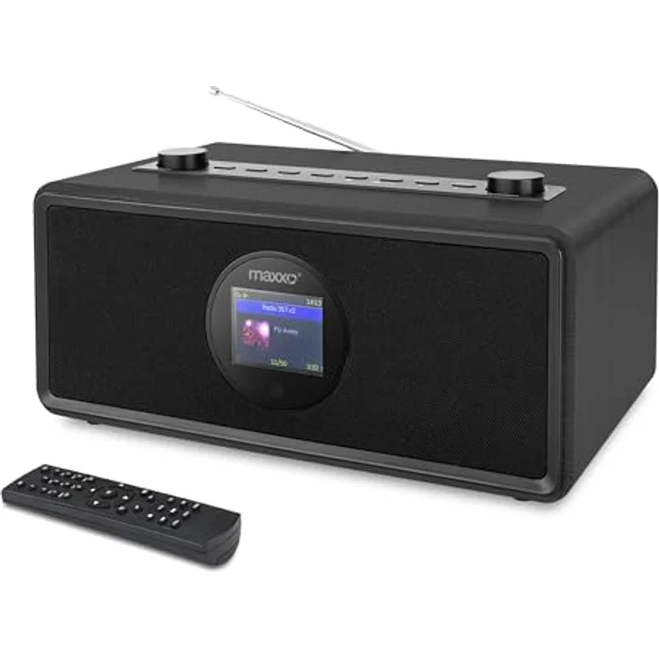 Maxxo DAB Internet-Radio DT06, tragbares Küchenradio mit DAB-/UKW-Tuner, Bluetooth, USB-Eingang, Retro-Design, schwarz – Bild 1