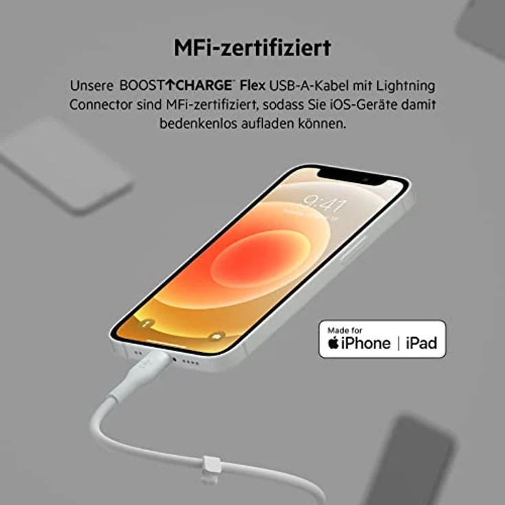 Belkin Flex Lightning-USB-A, Apple zert., 2m, weiß – Bild 3