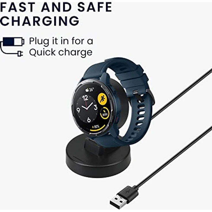 kwmobile USB Ladegerät für Xiaomi Mi Watch S1 Active/Watch Color Sport, Ladestation mit Standfunktion, 100 cm Kabellänge, schneller und stabiler Ladeprozess – Bild 2