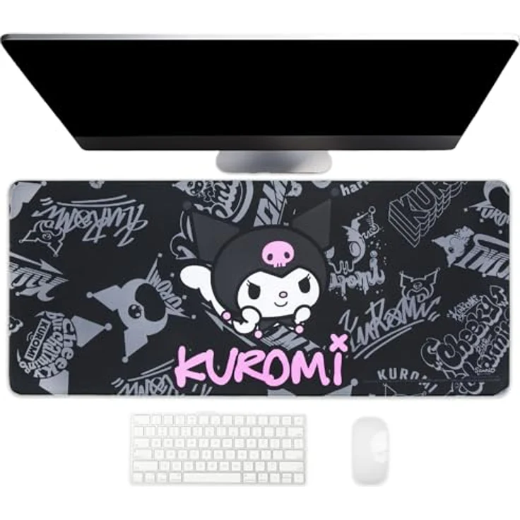 Blue Sky BlueSkyStudios Sanrio Schreibtischunterlage Kuromi (XXL), Mausmatte, Schwarz, rutschfeste Gummibasis, 70 x 30 cm – Bild 1