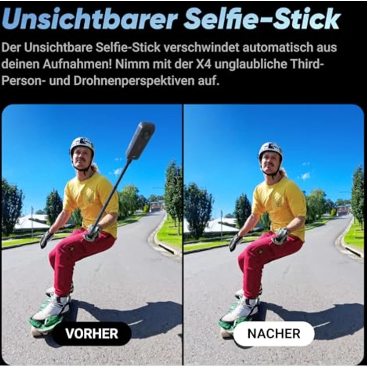 Insta360 X4 – wasserdichte 8K 360°-Action-Cam, 4K Weitwinkelvideos, Unsichtbarer Selfie-Stick Effekt, Abnehmbarer Linsenschutz, 135 min Akkulaufzeit, KI-Bearbeitung, Stabilisierung, für Sport, Reise – Bild 3