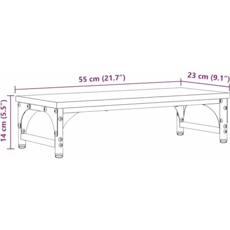 vidaXL Monitor Halterung Artisan-Eiche, ergonomischer Monitorständer aus Holzwerkstoff, 55 x 23 x 14 cm – Bild 3