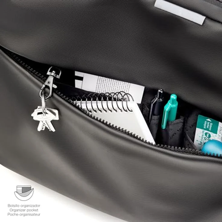 Miquelrius Aktentasche mit gepolstertem Laptopfach, Notebooktasche, Wasserabweisend, Schwarz – Bild 4
