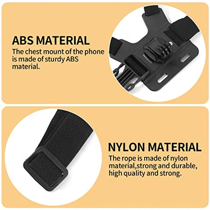 Fulushouxi Handy Brustgurthalter, verstellbare Fixierungshalterung für GoPro Hero 2018/7/6/5/4/3, Multifunktions Kamera Handyhalterung aus ABS/Nylon, ideal für Outdoor-Aktivitäten – Bild 3
