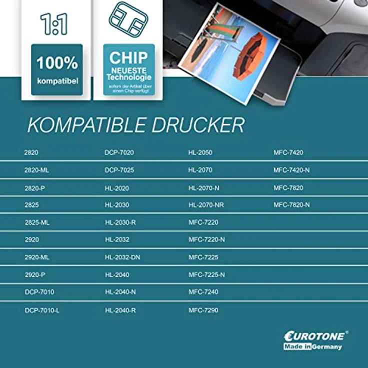 Eurotone 1x Müller Printware Toner kompatibel für Brother HL 2020 2030 2032 2040 2050 2070, TN2000, Schwarz, ca. 2.500 Seiten Reichweite – Bild 2