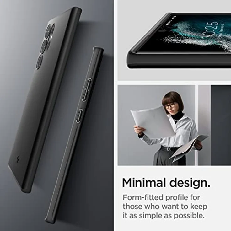Spigen Thin Fit Hülle Kompatibel mit Samsung Galaxy S22 Ultra -Schwarz, PC Platte und Silikonrahmen, matte Oberfläche – Bild 4
