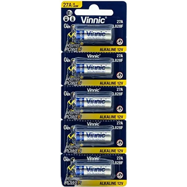 Vinnic Blister mit 5 Batterien, 27 A, Alkali, 12 V, L828f L828f