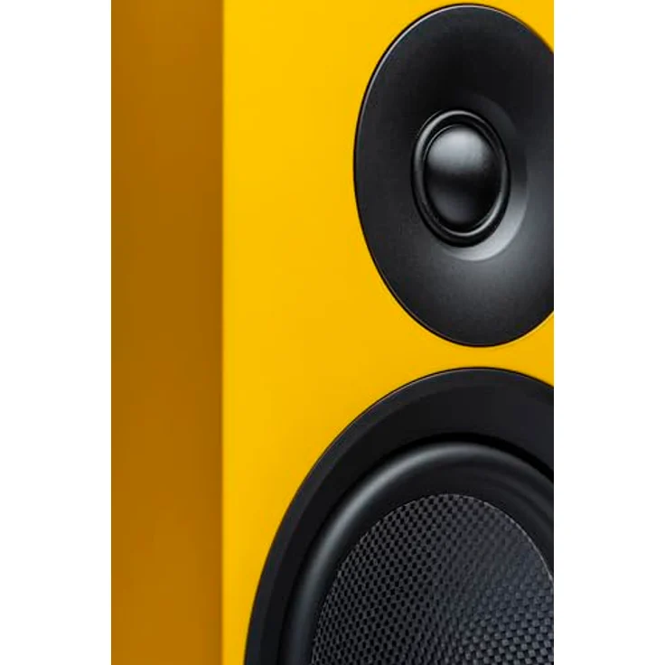 Pro-Ject Speaker Box 5 E Carbon, Referenz-Regallautsprecher mit 2-Wege-Bassreflexprinzip, 5-Zoll-Carbon-Bass/Mitteltöner, robustes MDF-Gehäuse, gelb – Bild 3