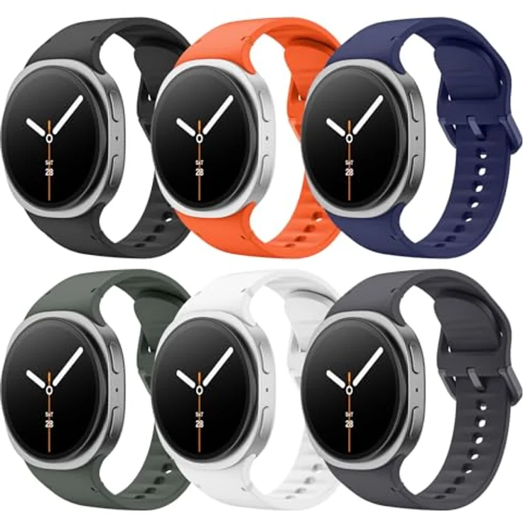 MoKo Sport Armband für Samsung Galaxy Watch 9/8/8 Classic, M/L, wasserdicht, hautfreundliches Silikon, geriffeltes Design mit farbigen Nähten – Bild 1