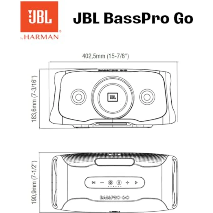 JBL BASSPRO Go Plus mit Heimladegerät - 2 in 1: Aktiv Subwoofer Auto und 200 Watt Bluetooth Lautsprecher Box Einsetzbar im Auto & zu Hause, Black – Bild 4