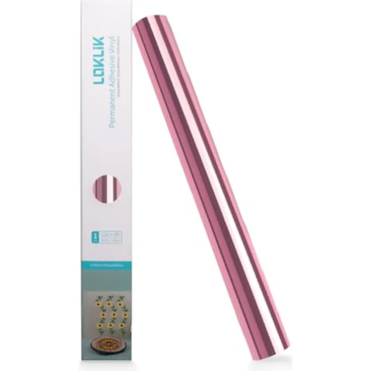 Loklik Permanent Klebefolie Vinyl, Spiegelnd-Metallic, 30.5 x 180cm, Roségold, wetterfest und haltbar – Bild 1