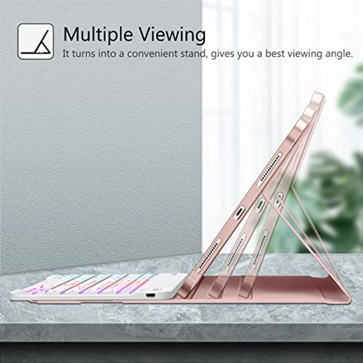 Fintie Tastatur Hülle für iPad Air 11" 2024, iPad Air 5 2022/ iPad Air 4 Hülle mit Tastatur 10.9" - Roségold, Magnetisch Abnehmbarer Keyboard mit DIY Hintergrundbeleuchtung, Deutsches QWERTZ Layout – Bild 5