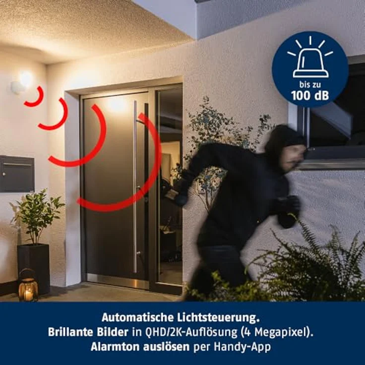 ABUS PPIC46520W, Kabellose WLAN IP Überwachungskamera mit LED-Außenleuchte und Gegensprechanlage, integrierte microSD-Karte, intelligente Bewegungserkennung, weiß – Bild 3