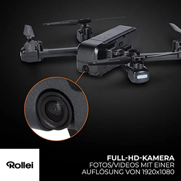 Rollei Fly 100 Combo Drohne, WiFiLiveBild Übertragung, 6Achsen Gyroskop, LuftdruckSensor, FullHDKamera, lange Flugzeit, innovative Gestensteuerung, einfache Steuerung über Fernebdienung, schwarz – Bild 2