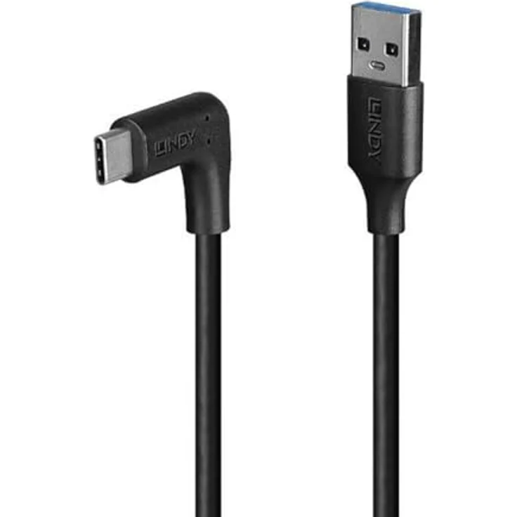 LINDY 1.5m USB 3.2 Typ A an C Kabel, mehrfarbig, 90 Grad gewinkelt – Bild 1