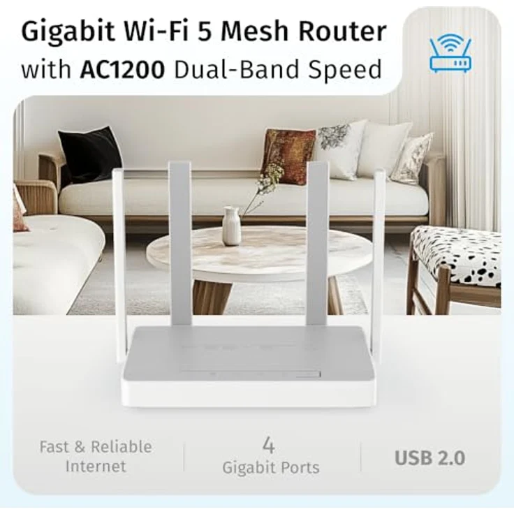 Keenetic Skipper (2nd Generation) AC1200 Mesh-WLAN-5-Gigabit-Router mit Smart-Switch und USB-Port, kevlar-schwarz – Bild 3